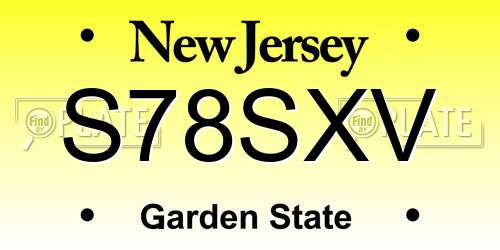 S78SXV New Jersey License Plate