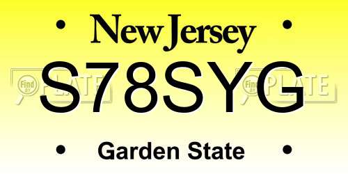 S78SYG New Jersey License Plate