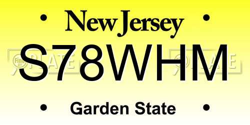 S78WHM New Jersey License Plate