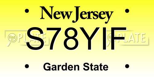 S78YIF New Jersey License Plate
