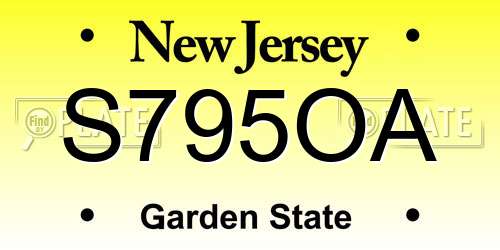 S795OA New Jersey License Plate