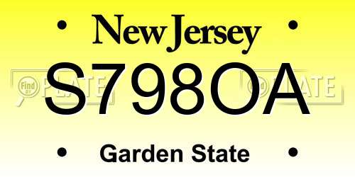 S798OA New Jersey License Plate