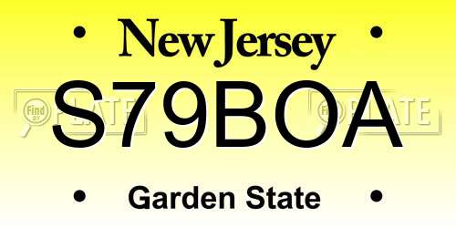 S79BOA New Jersey License Plate