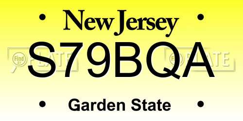 S79BQA New Jersey License Plate