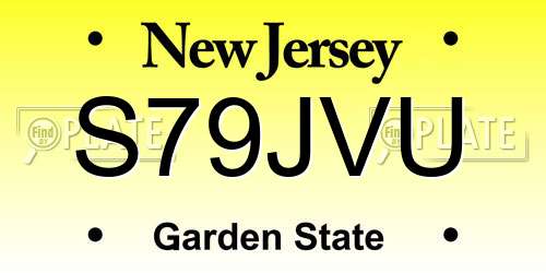 S79JVU New Jersey License Plate