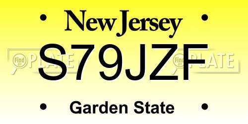 S79JZF New Jersey License Plate