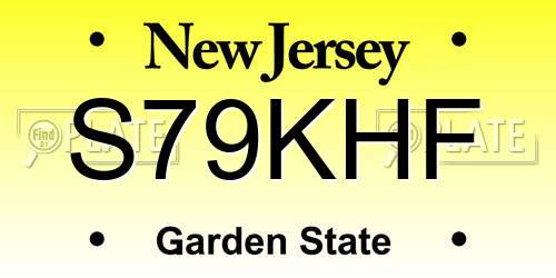 S79KHF New Jersey License Plate