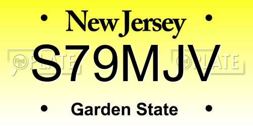 S79MJV New Jersey License Plate