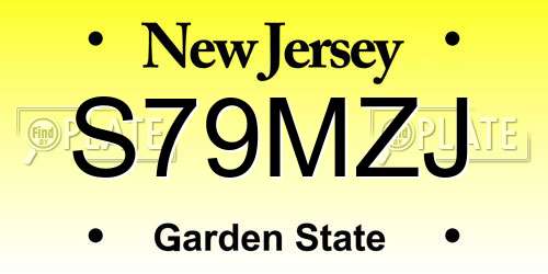 S79MZJ New Jersey License Plate