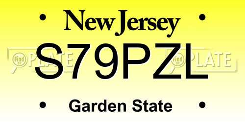 S79PZL New Jersey License Plate