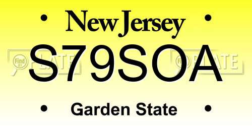 S79SOA New Jersey License Plate