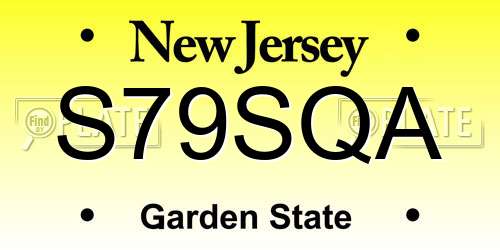S79SQA New Jersey License Plate