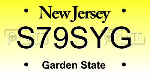 S79SYG New Jersey License Plate