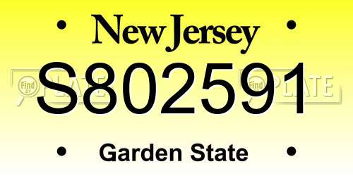 S802591 New Jersey License Plate