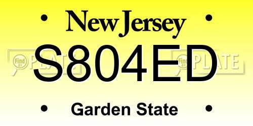 S804ED New Jersey License Plate