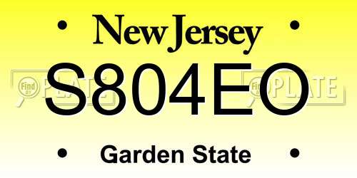 S804EO New Jersey License Plate