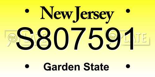 S807591 New Jersey License Plate