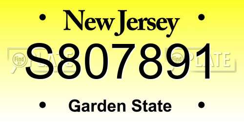 S807891 New Jersey License Plate