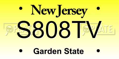 S808TV New Jersey License Plate