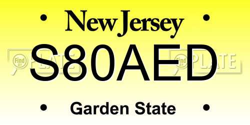 S80AED New Jersey License Plate