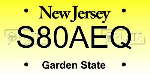S80AEQ New Jersey License Plate