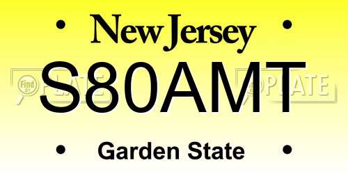 S80AMT New Jersey License Plate