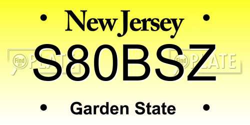 S80BSZ New Jersey License Plate