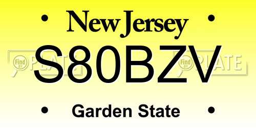 S80BZV New Jersey License Plate