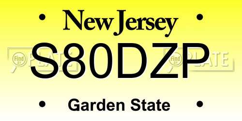 S80DZP New Jersey License Plate