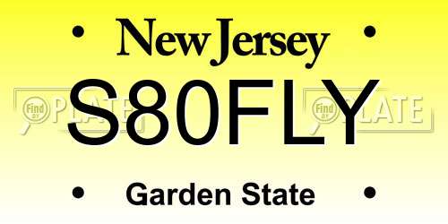 S80FLY New Jersey License Plate