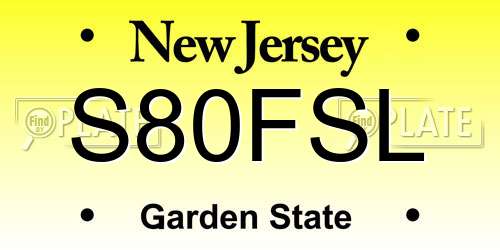 S80FSL New Jersey License Plate