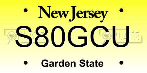 S80GCU New Jersey License Plate