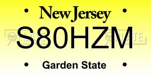 S80HZM New Jersey License Plate