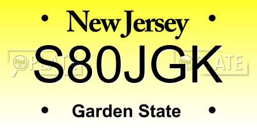 S80JGK New Jersey License Plate