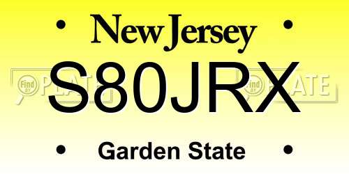 S80JRX New Jersey License Plate