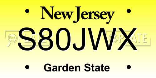 S80JWX New Jersey License Plate