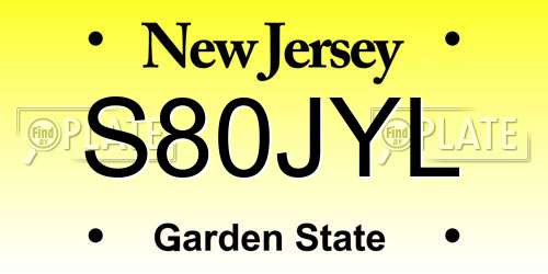 S80JYL New Jersey License Plate