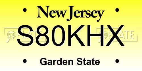 S80KHX New Jersey License Plate