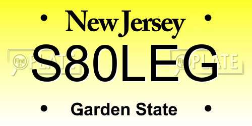 S80LEG New Jersey License Plate