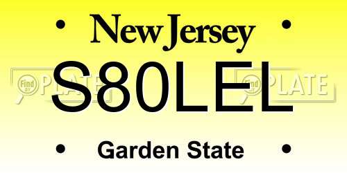 S80LEL New Jersey License Plate