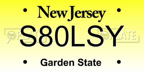 S80LSY New Jersey License Plate