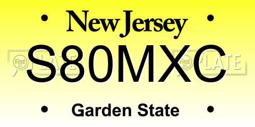 S80MXC New Jersey License Plate
