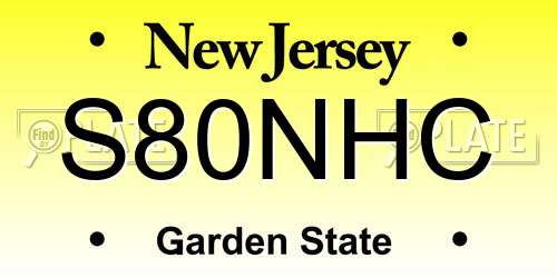 S80NHC New Jersey License Plate