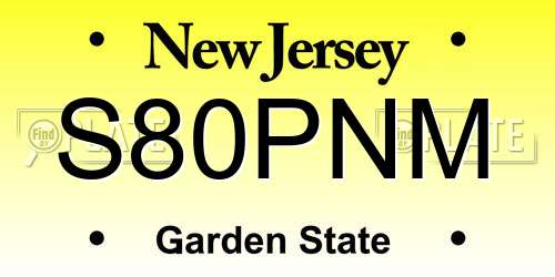 S80PNM New Jersey License Plate