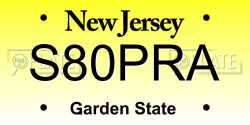 S80PRA New Jersey License Plate