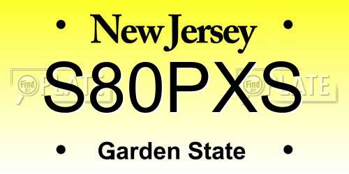 S80PXS New Jersey License Plate
