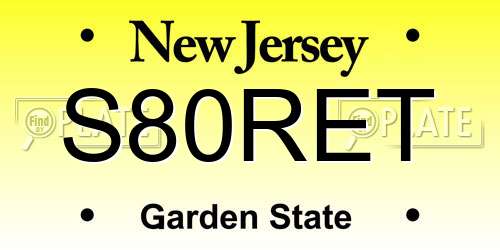 S80RET New Jersey License Plate