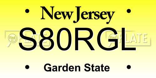 S80RGL New Jersey License Plate