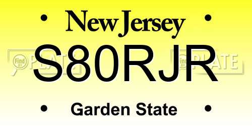 S80RJR New Jersey License Plate