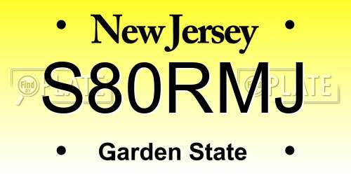 S80RMJ New Jersey License Plate
